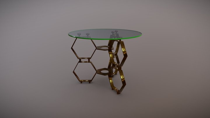Honeycomb Glass Side Table 3D Model