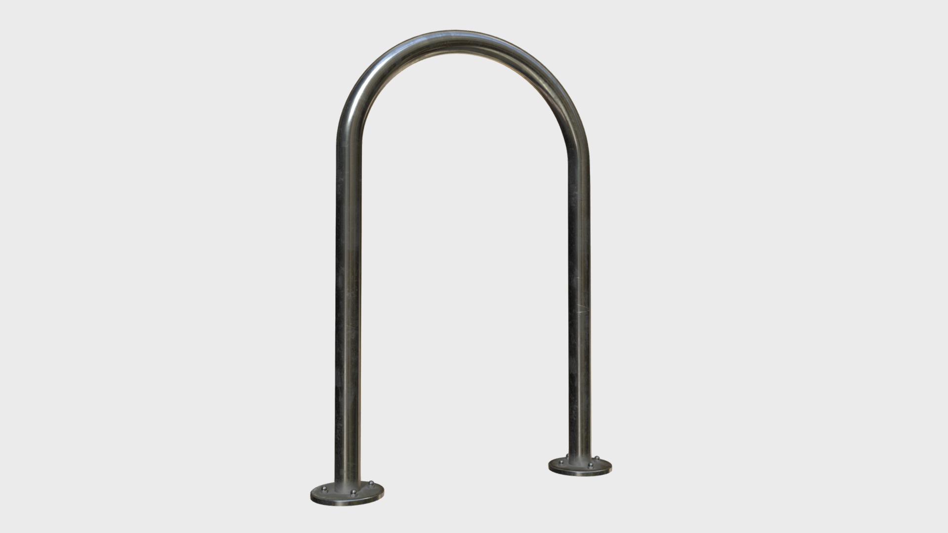 3D model Inverted U bicycle rack - This is a 3D model of the Inverted U bicycle rack. The 3D model is about a silver and black metal object.