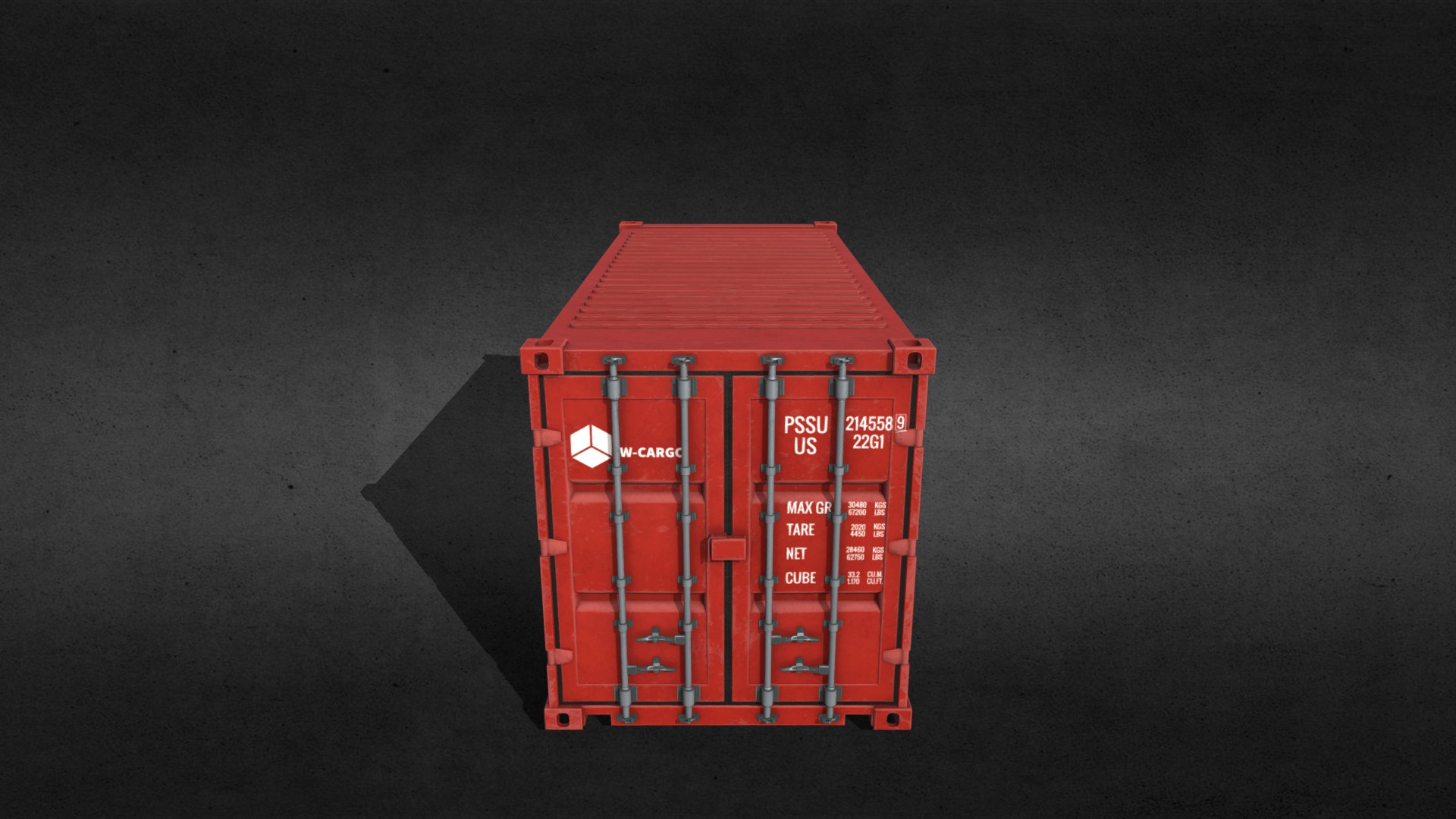 3D model Shipping Container 20ft - This is a 3D model of the Shipping Container 20ft. The 3D model is about a red and white electronic device.