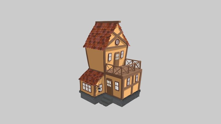 Low-poly old Medieval House 3D Model