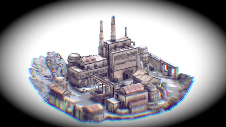 Industrial Fortress in a Snowbound Gorge 3D Model