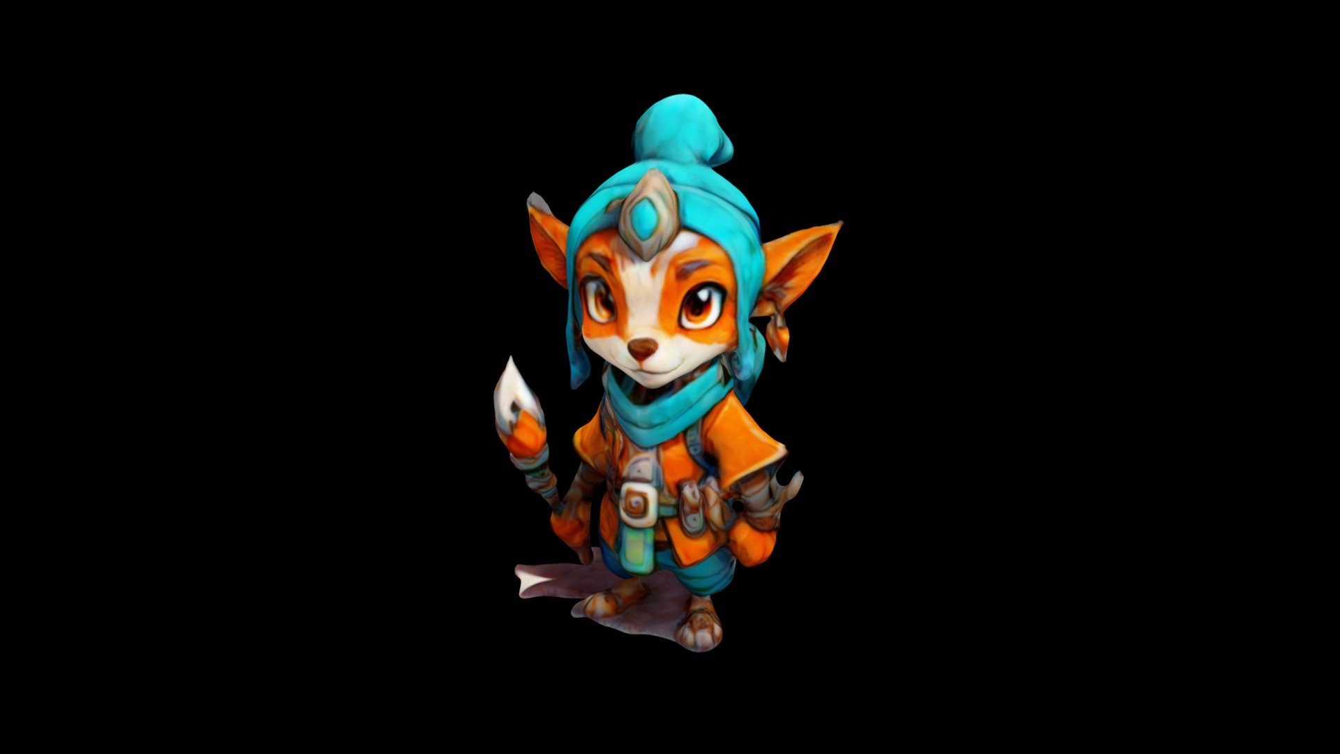 a cute cartoon fox dressed as a adventurer it is - Download Free 3D ...