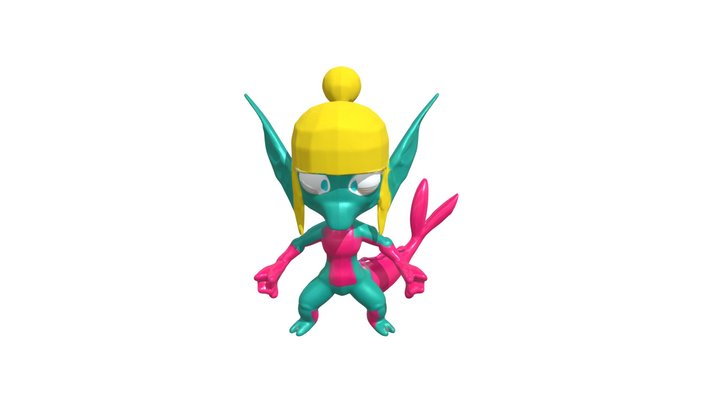 Cartoonish alien warrior with large head 3D Model