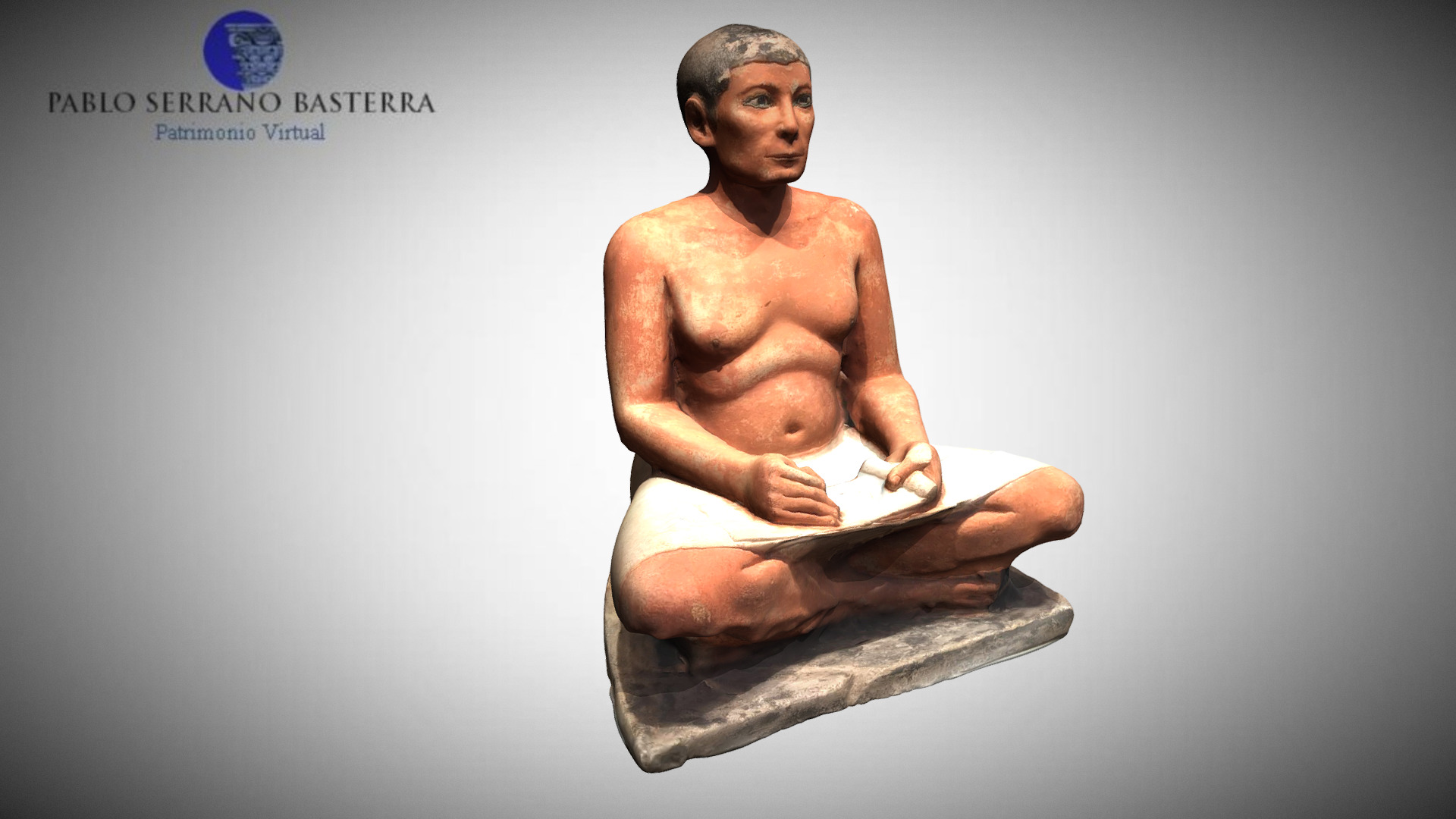 3D model The Seated Scribe (Louvre Museum) - This is a 3D model of the The Seated Scribe (Louvre Museum). The 3D model is about a man sitting on a rock.