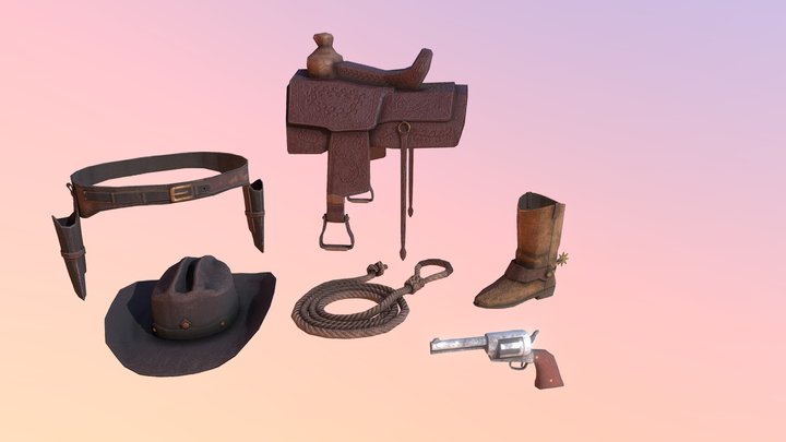 6 Western Props 3D Model