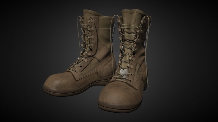 USMC Combat Boots 3D Model