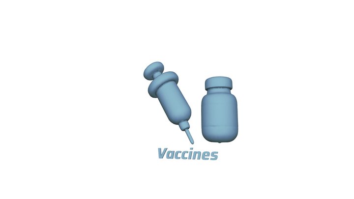 Cartoon Medical Vaccine Kit - Syringe & Vial 3D 3D Model