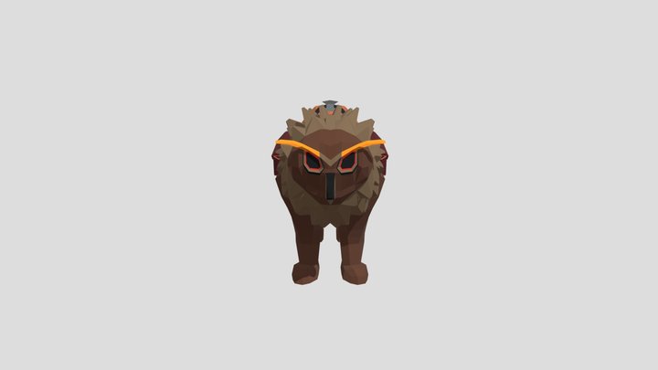 Low-Poly creature Owl Bear 3D Model