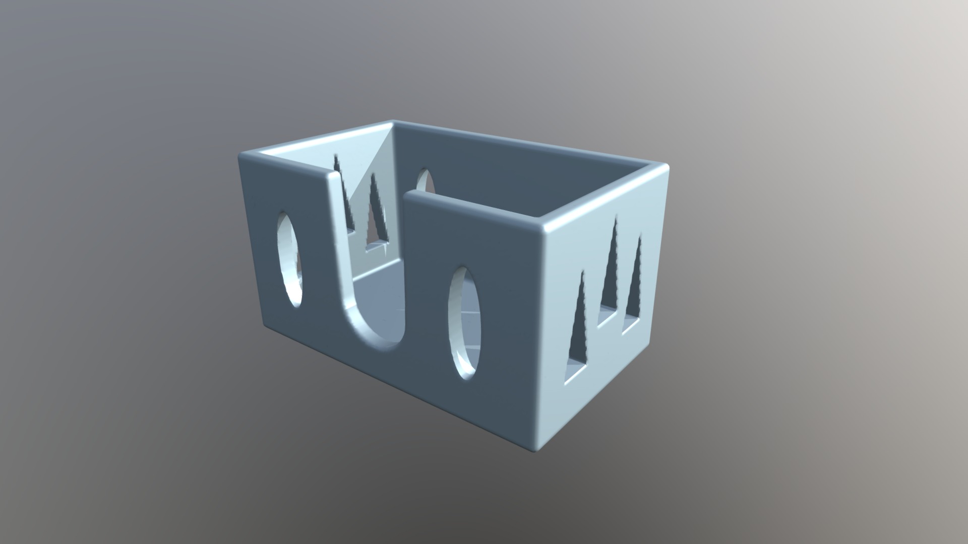 3D model Business Card Holder - This is a 3D model of the Business Card Holder. The 3D model is about a white rectangular object with black text.