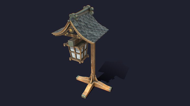 Japanese wood lantern 🏮 3D Model