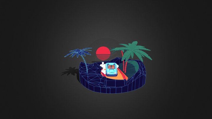 Retrowave Car 3D Model