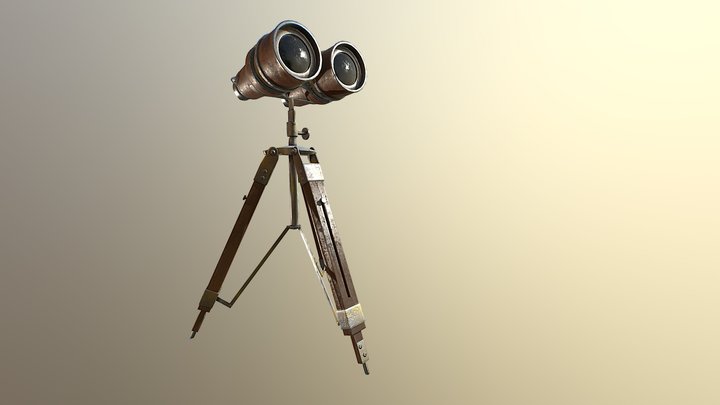 Binoculars + Tripod PBR 3D Model
