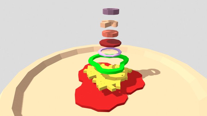 Lowpoly Pizza for Mobile Game 3D Model