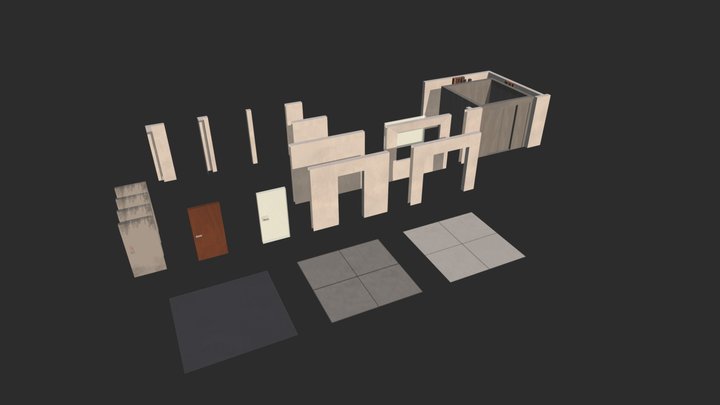Modular office building assets (Post Apoc) 3D Model