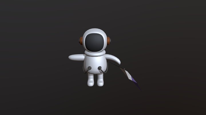 Astronaut with flag 3D Model