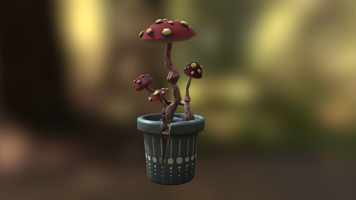 (OLD) Pot of mushrooms 3D Model