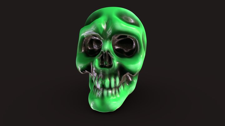 Sad green skull. 3D Model