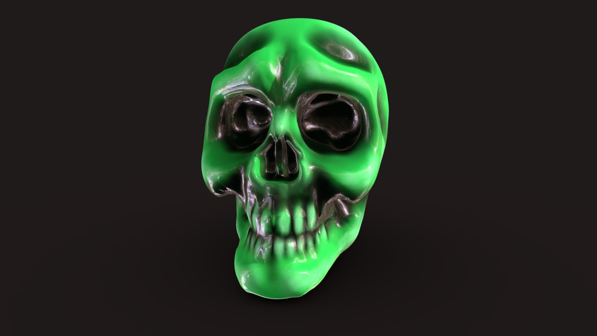 Sad green skull.