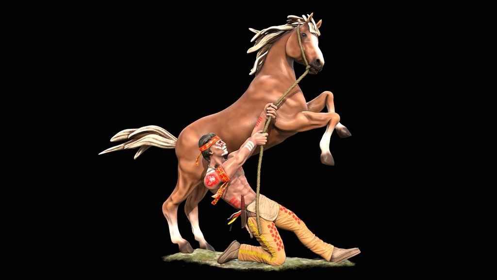 Roping a wild horse - 3d printable