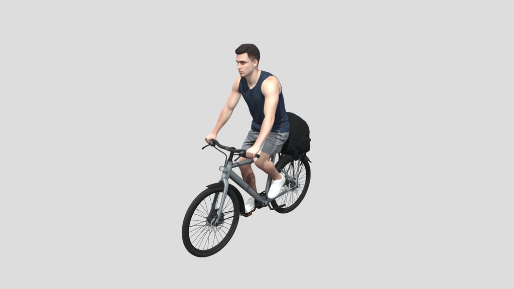 Urban Cyclist With Backpack