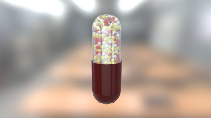 Low-poly Antibiotic Capsule 3D Model