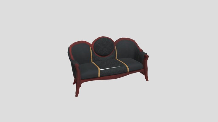 GLD Victorian Sofa, Black-Cherry 3D Model