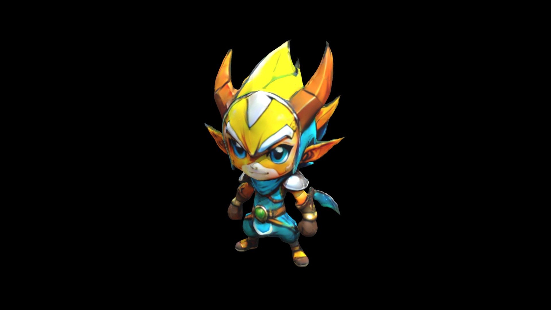 a cartoon character with horns and blue pants - Download Free 3D model ...