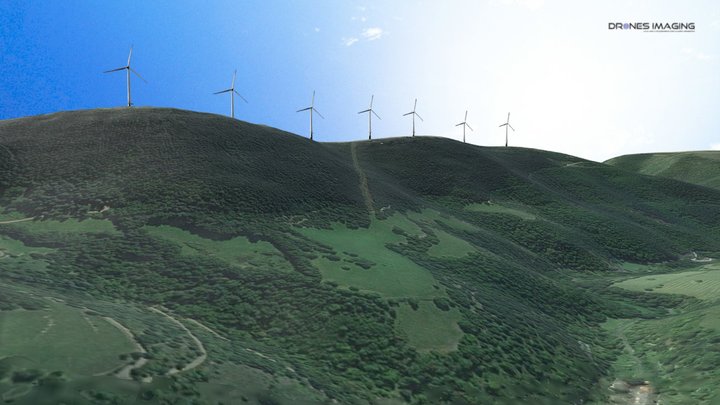 Landscape impact of a wind farm project - France 3D Model