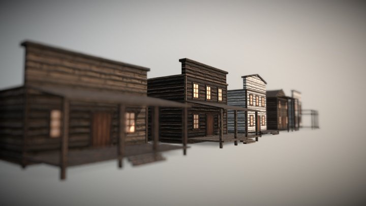 Western Pack: Hand Painted House Set (Low Poly) 3D Model