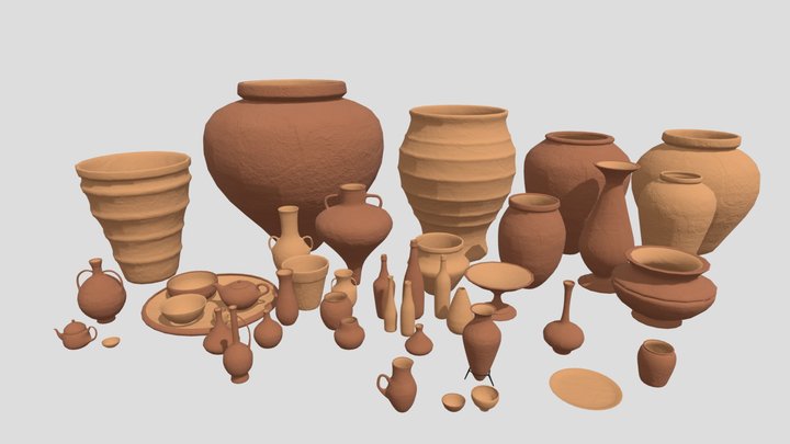 Low-Poly Pottery Pack - 45 Models 3D Model