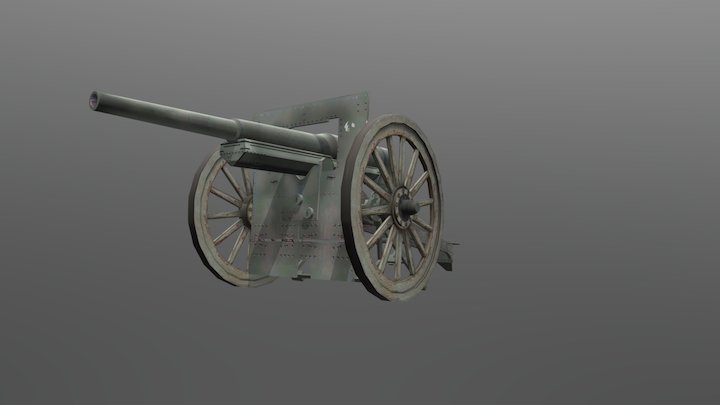 WW1 155mm Schneide Cannon 3D Model