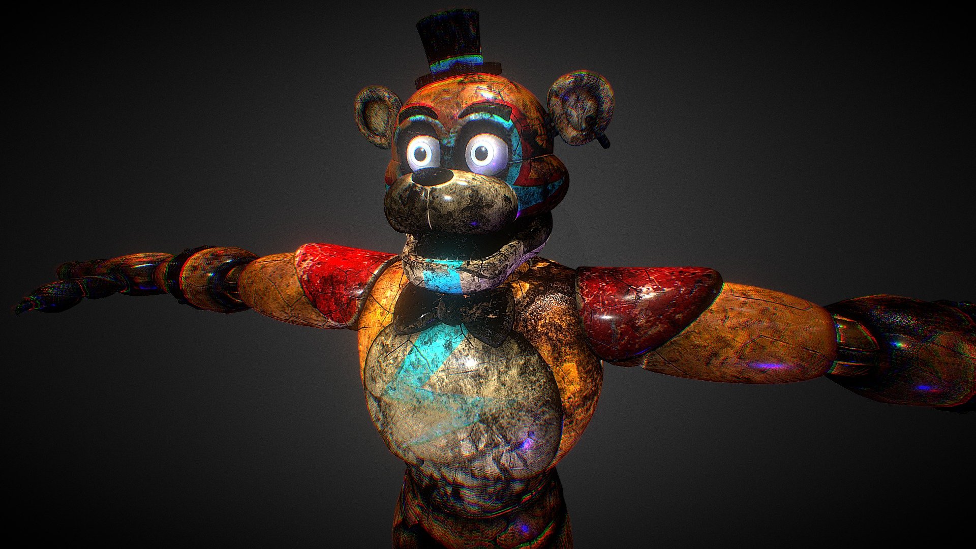 Glamrock Freddy-FNAF Security Breach 3D model rigged