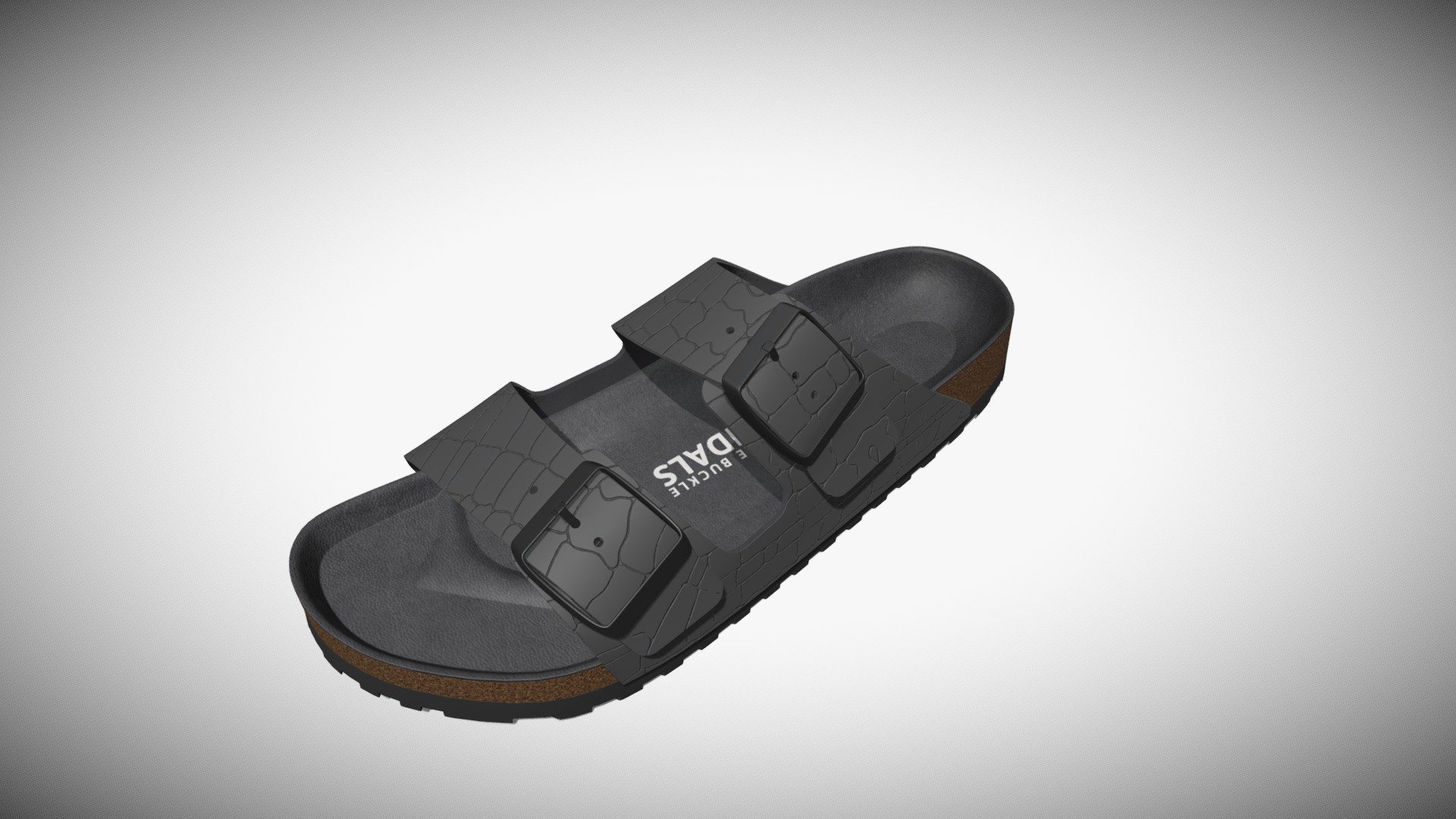 Double Buckle Sandals Black Leather - Buy Royalty Free 3D model by f ...