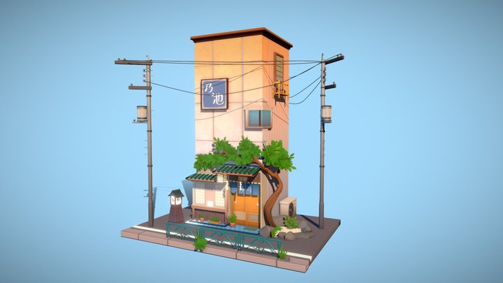 Japanese Storefront - Sushi Noike 3D Model