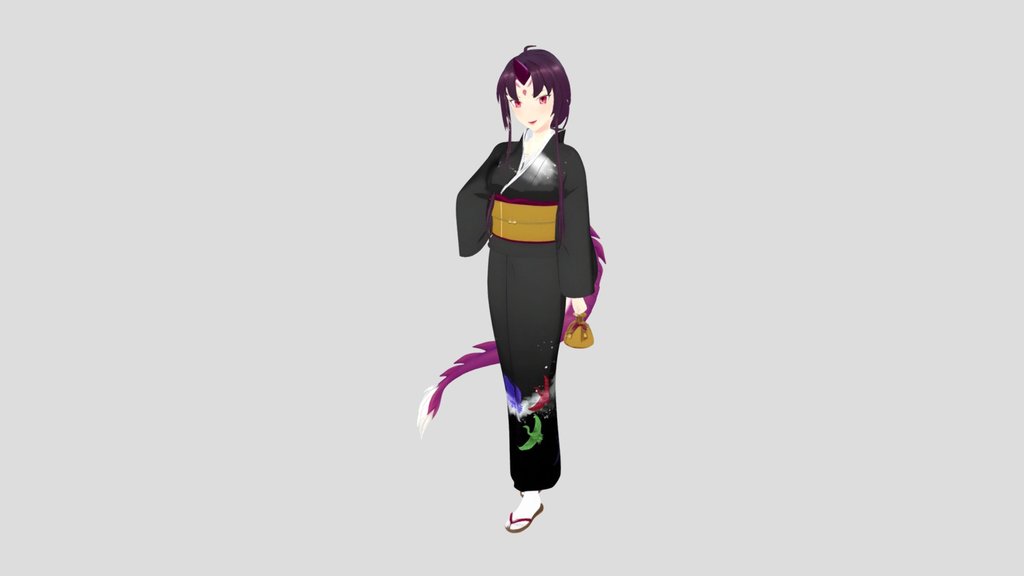 Uridora in Black Kimono
