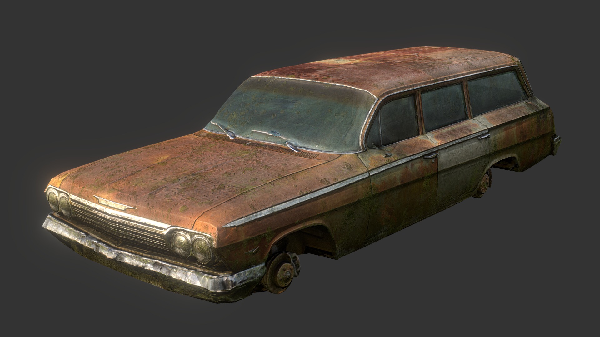 3D model Rusty Wagon Scan Thing - This is a 3D model of the Rusty Wagon Scan Thing. The 3D model is about a brown car with a black background.
