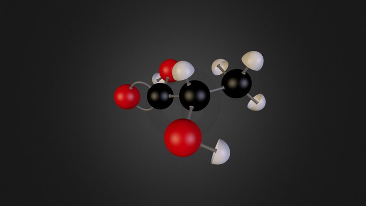Две-хидроксипропанова киселина 3D Model