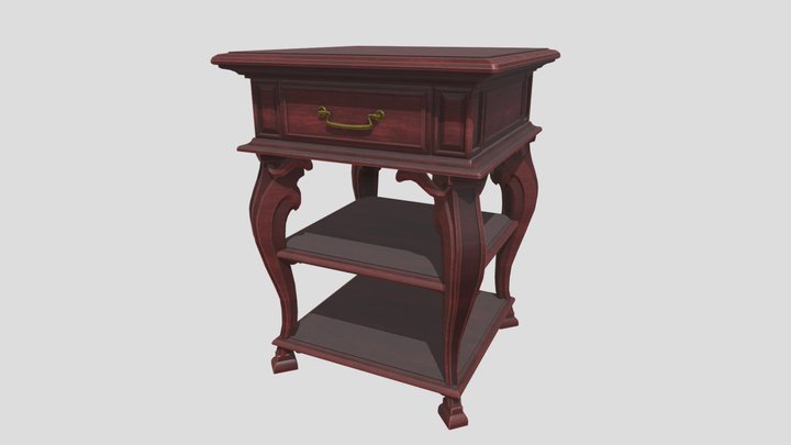 Vintage Redwood Side Table 3D Model