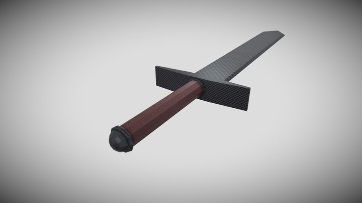 Carbon Low Poly Sword 3D Model