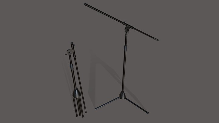 Microphone Stand With Boom Arm (Legged) 3D Model