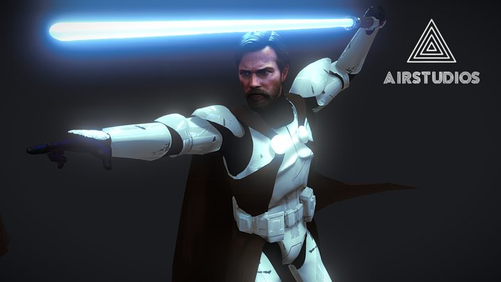 Obi Wan With Clone Armor (Rigged) 3D Model