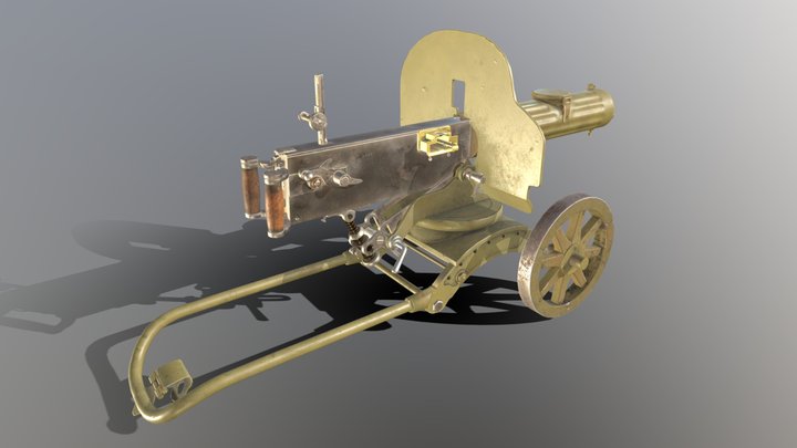 Maxim M1910 machine gun 3D Model