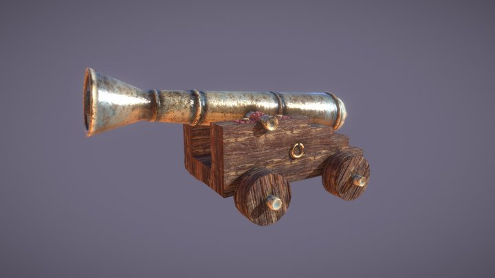 Brass cannon 3D Model