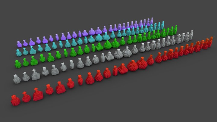 KubiGonic Bottle and Potion Pack │Voxel 3D Art 3D Model