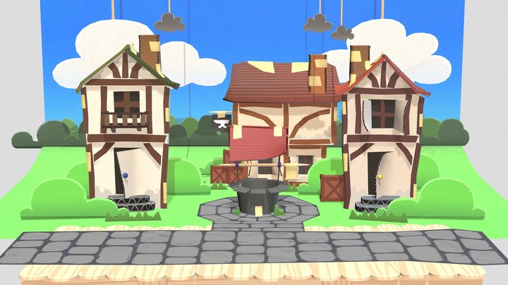 Hand crafted little town 3D Model