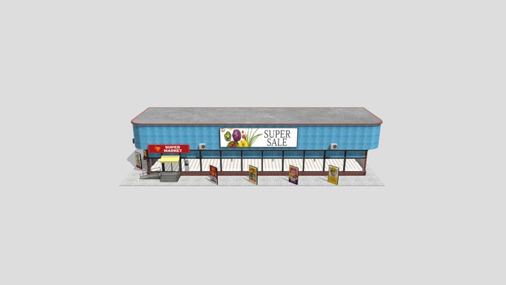 Super Store with pizza hut & Bakery 3D Model