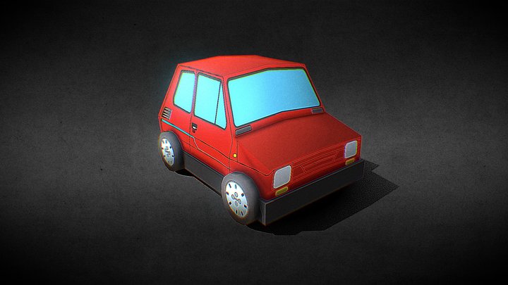 Fiat 126 Low Poly Cartoon 3D Model