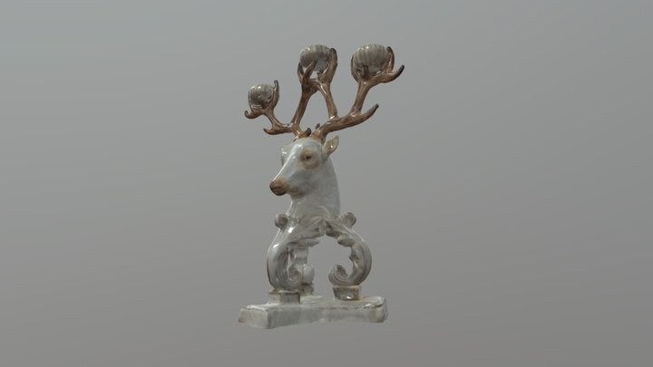 HCL 057 Belleek Candelabrum - Stags Head TEST 3D Model