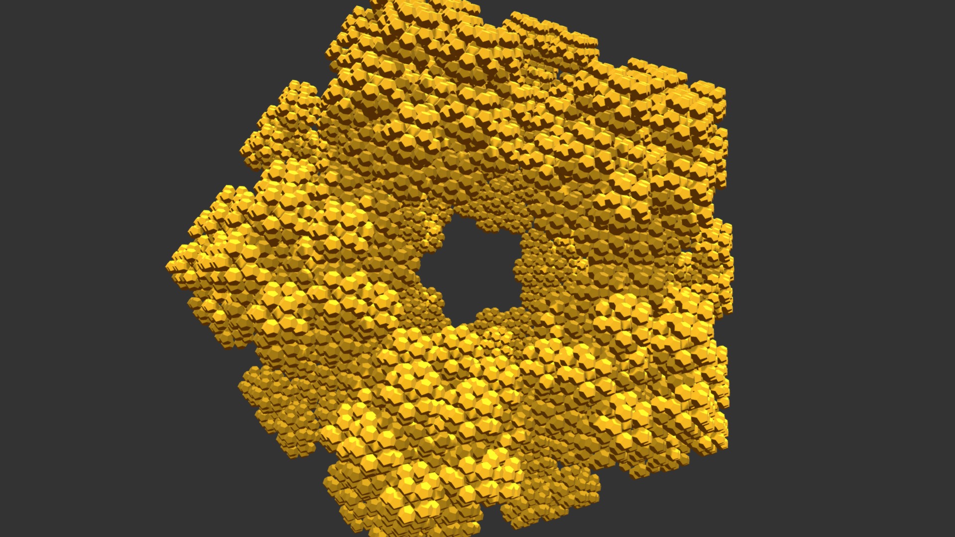 3D model Dodecahedral gasket, level 3 - This is a 3D model of the Dodecahedral gasket, level 3. The 3D model is about a close-up of a yellow flower.