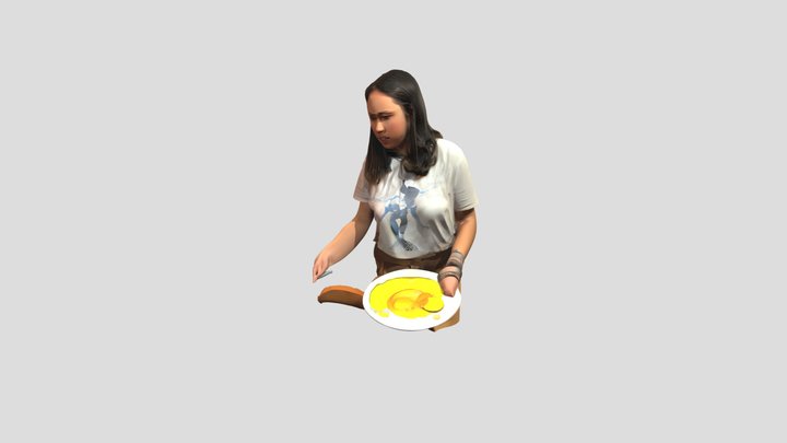 A young woman 22 years holding a plate 3D Model